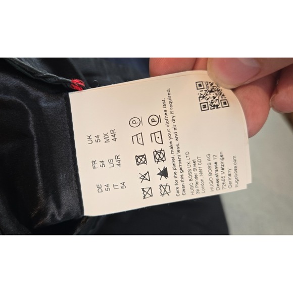 Hugo Boss Suit Jacket Mens 44R Navy Wool Blend Superflex Modern Blazer 2 Button - Picture 4 of 14